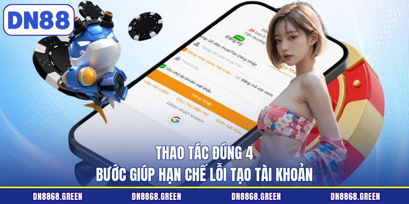 Thao tác đúng 4 bước giúp hạn chế lỗi tạo tài khoản